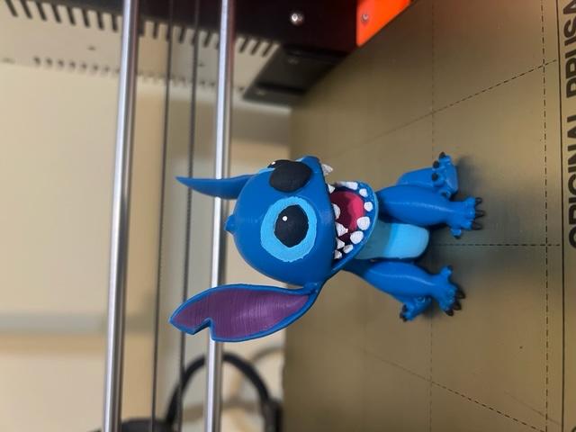 Stitch - FDM printed in blue. Hand painted. - 3d model