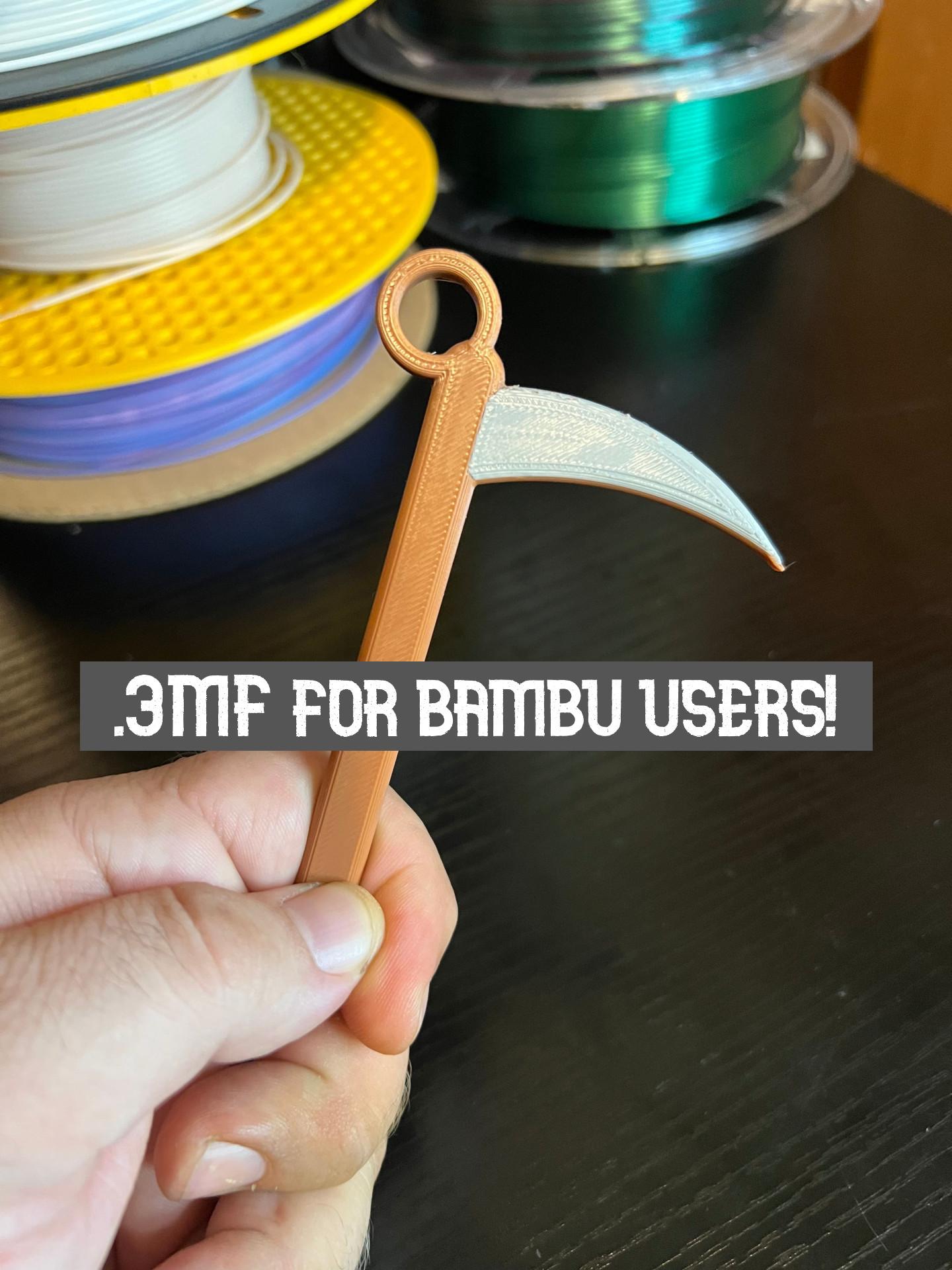 Pre Painted Scythe Keychain - Print in place 3d model