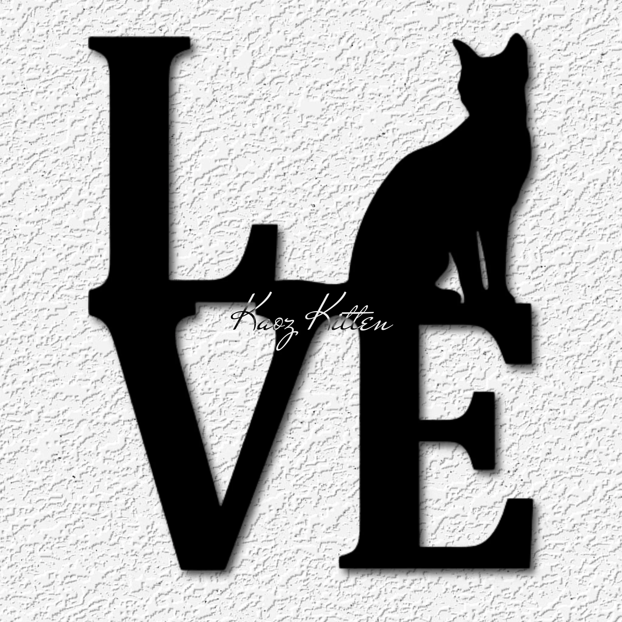cat love sign wall art i love cats home decor 3d model