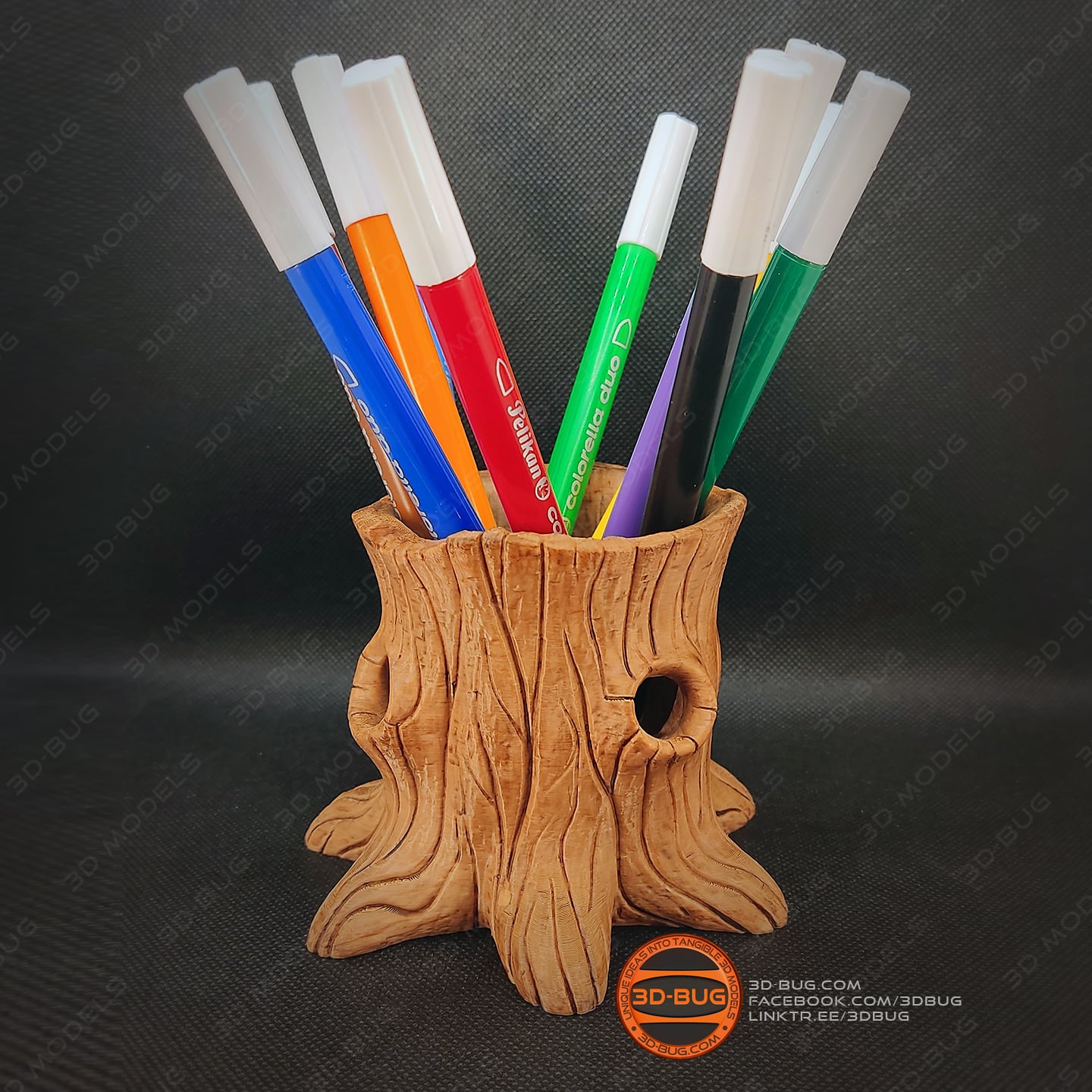 Tree Stump Pen Holder 3d model