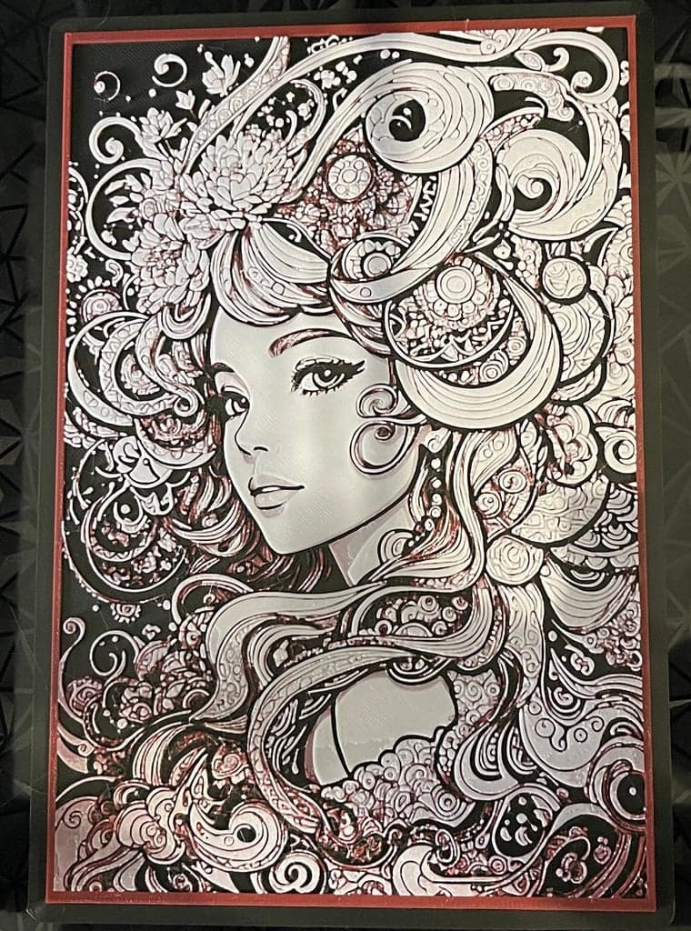 Line Art Girl - Hueforge Print 3d model