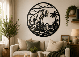 Saber Tooth Tiger Sunset Landscape 2D Wall Art.stl 3d model