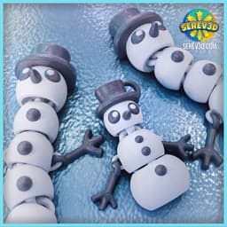 Long Snowman - Articulated Flexi Winter Keychain, Bag Charm & Straw Buddy - No Supports 3D Print STL 3d model