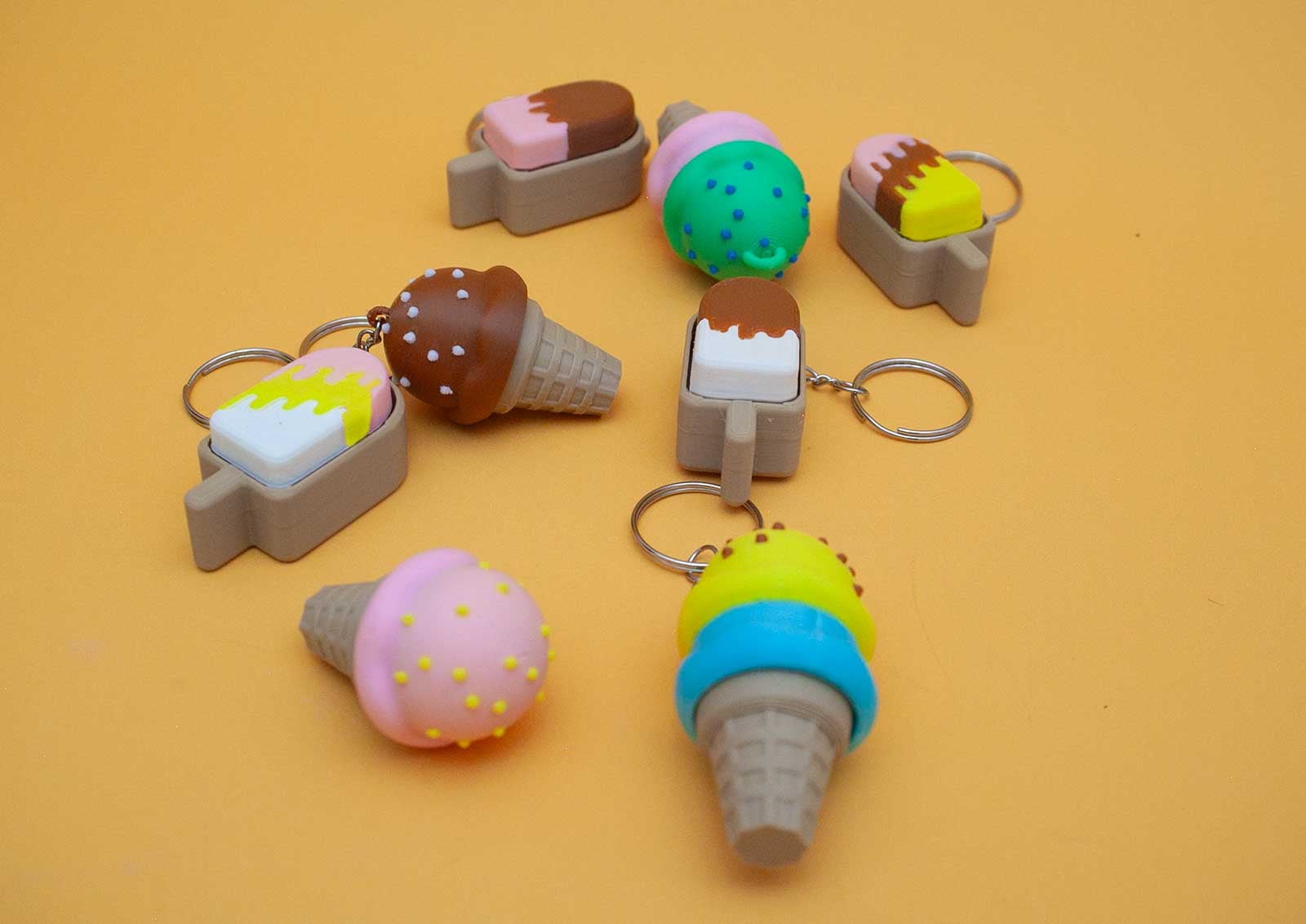 Ice Cream Clicky Buttons – Cute 3D Printable Fidget Keychains 3d model