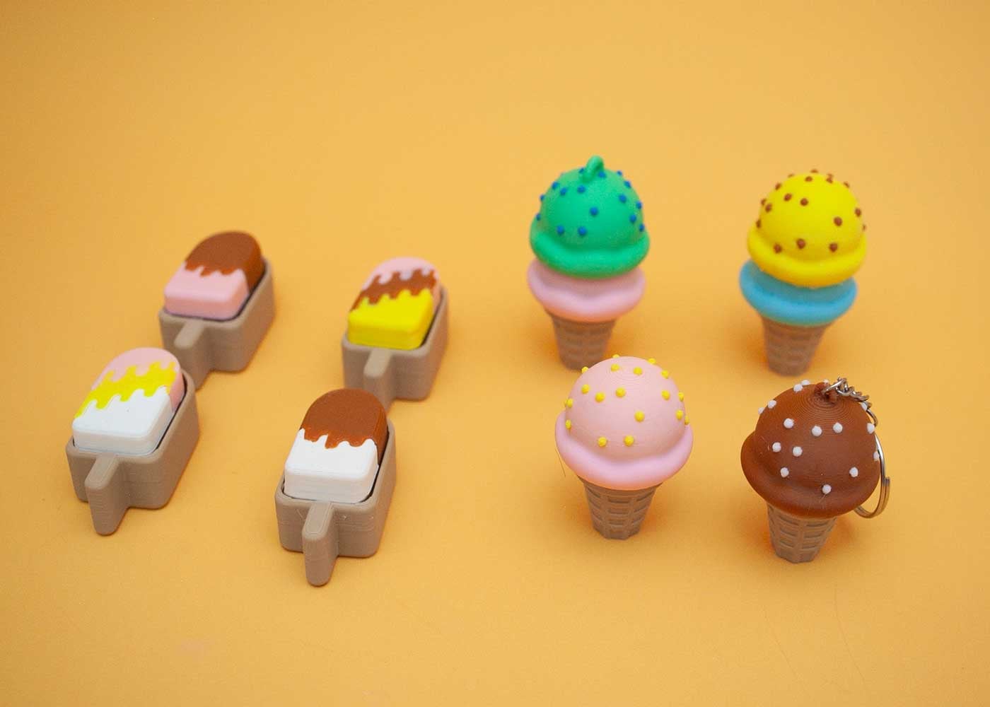 Ice Cream Clicky Buttons – Cute 3D Printable Fidget Keychains 3d model