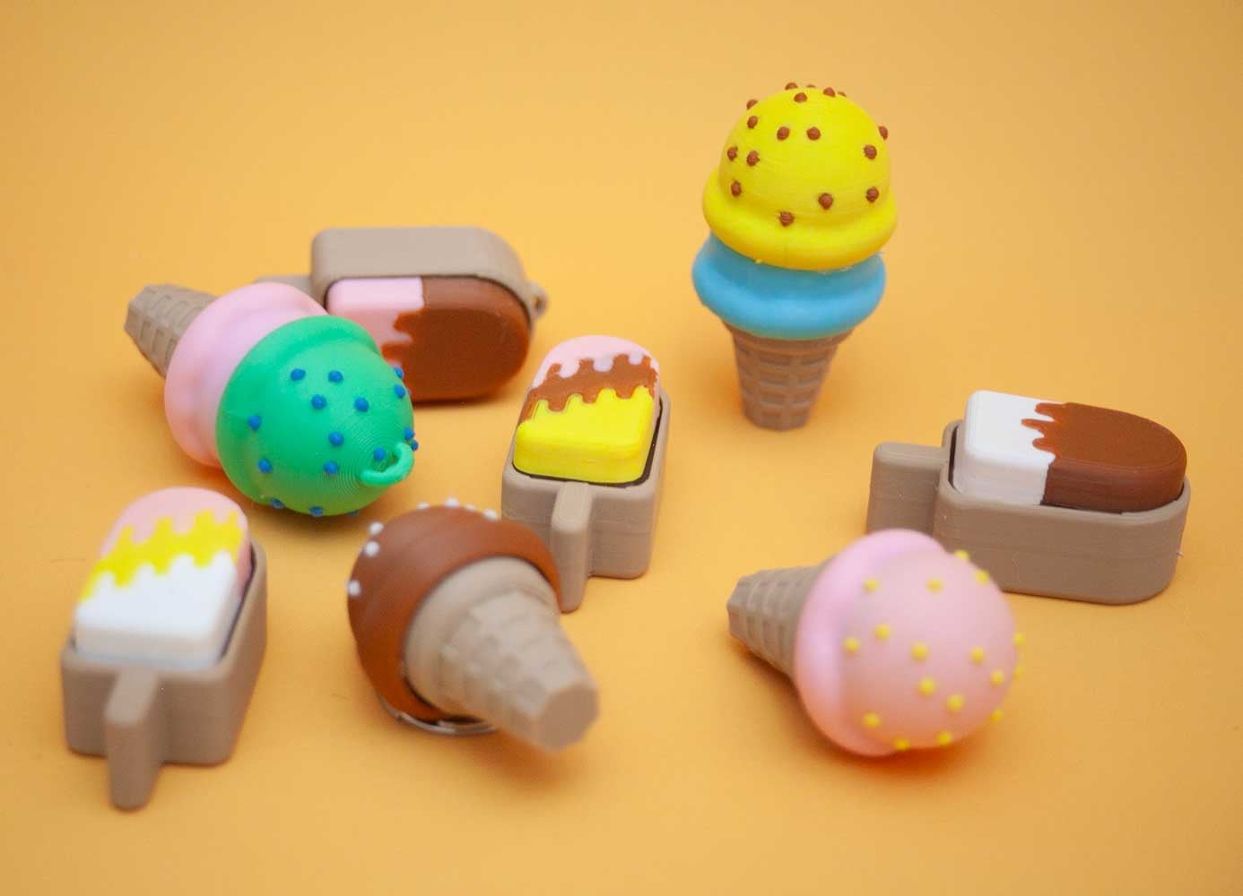 Ice Cream Clicky Buttons – Cute 3D Printable Fidget Keychains 3d model