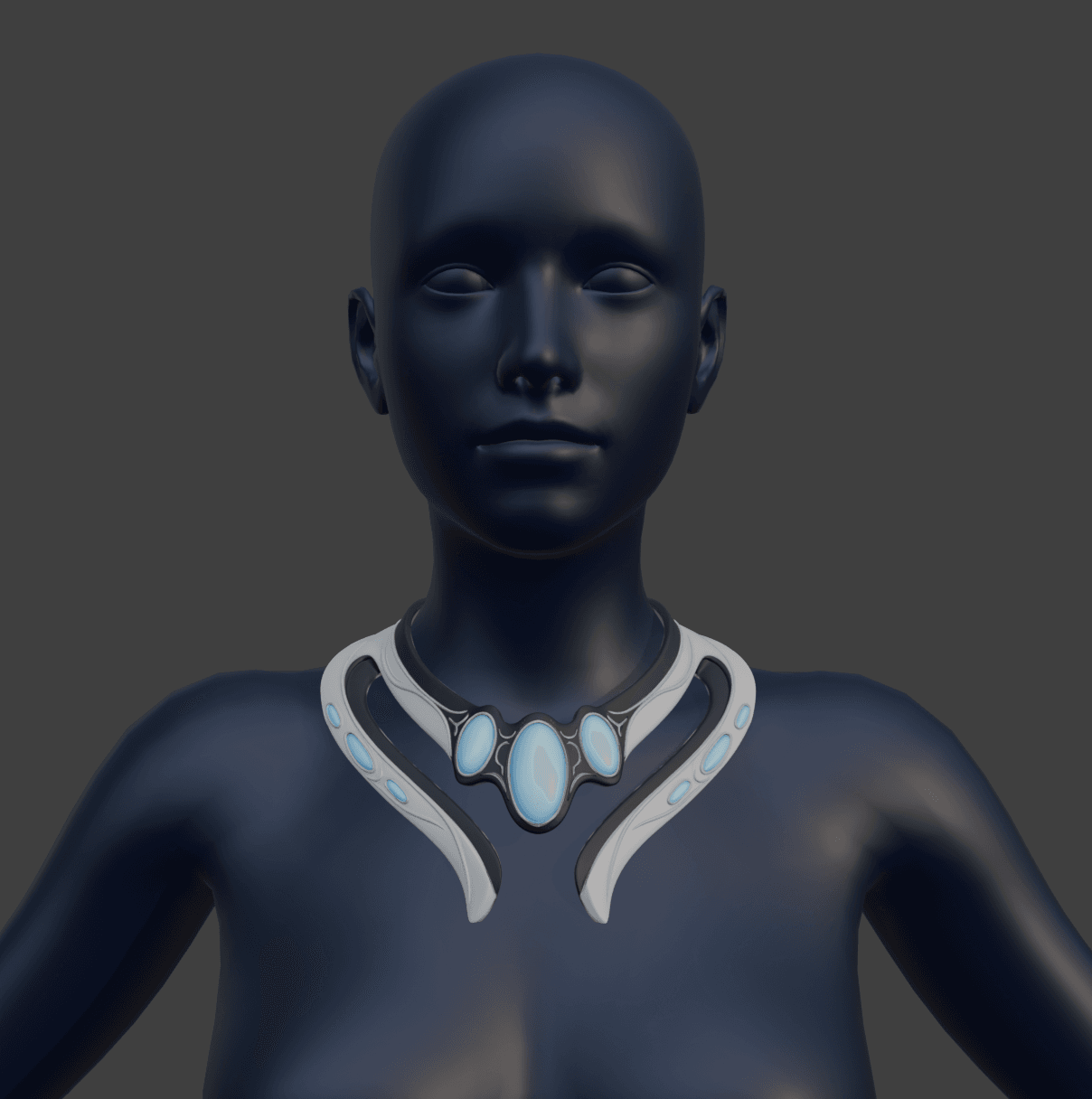 Alien Egypt Necklace Neck Piece - Fantasy Collar Armor, Sci Fi Pharaoh Costume, Cosplay Chest Neckla 3d model