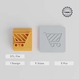 Trolley Stamp Tile Set, 5 Sizes: 20-40mm, Ideal for Clay, Cookie & Fondant Design PRODUCT_4777 3d model