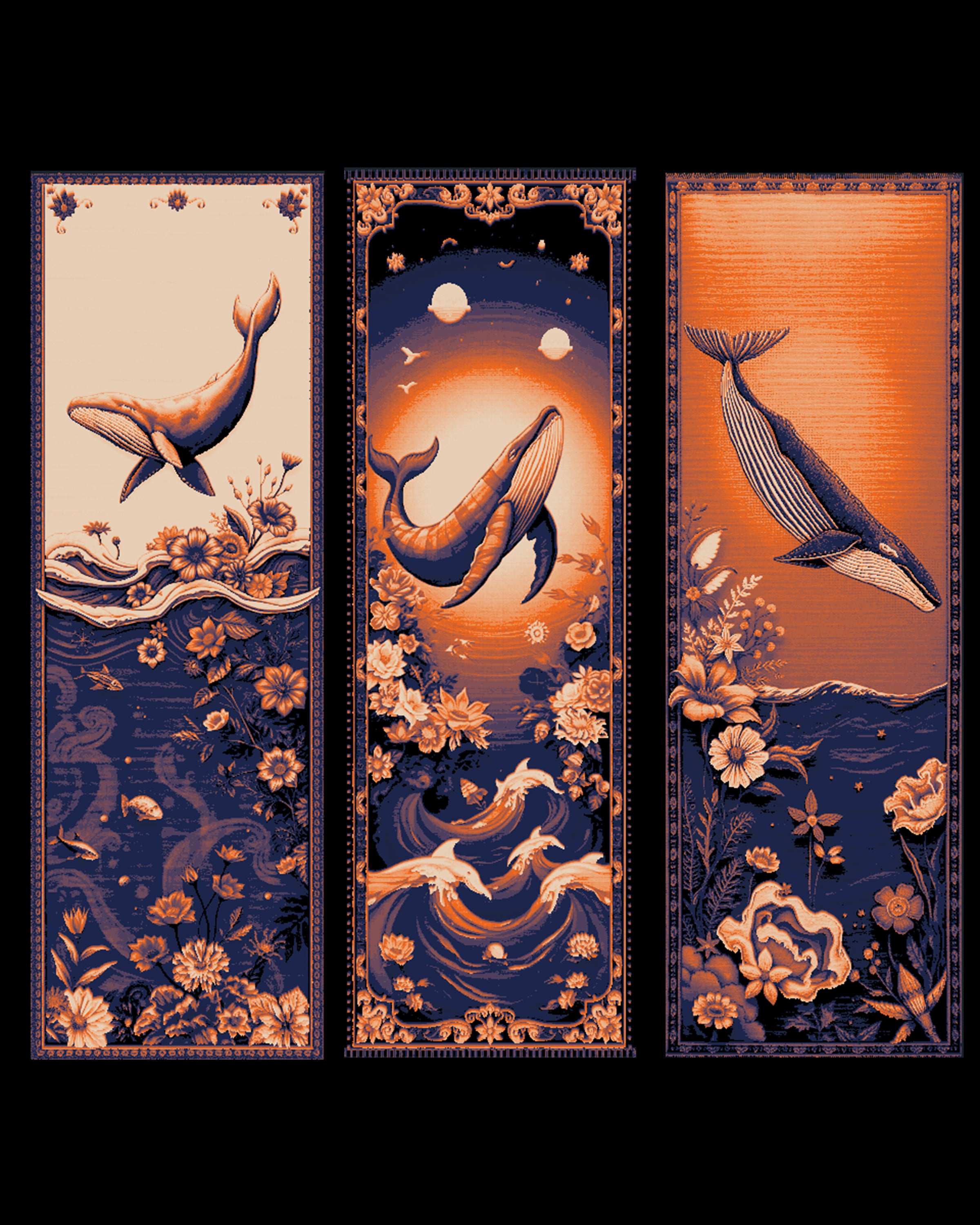 Quilts of the wonders of the sea - whales! - Set of bookmarks 3d model
