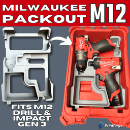 M12 Packout Insert - Milwaukee Packout Insert - Impact & Drill 3d model