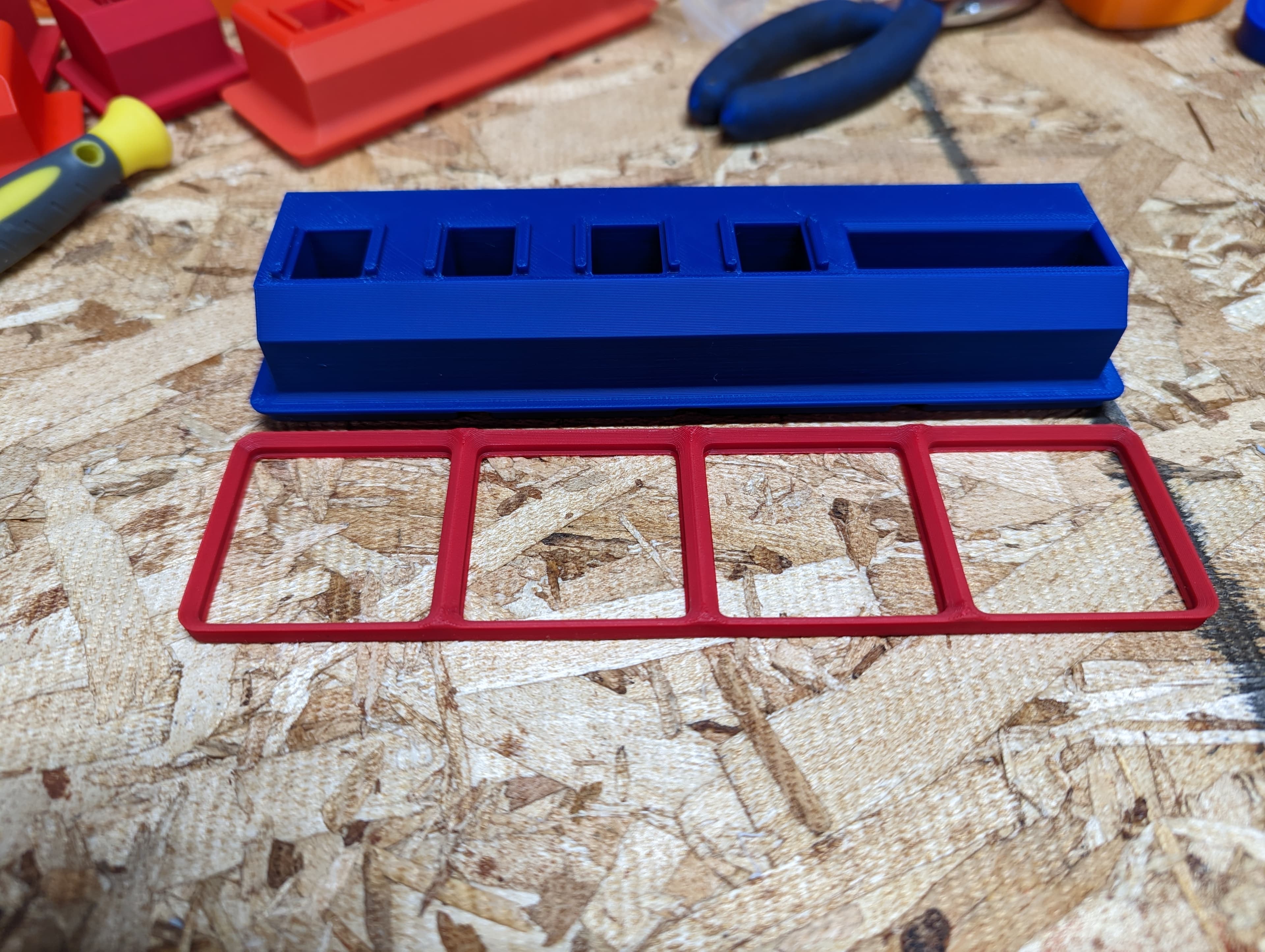 Gridfinity 4X1 - 4 Place Nozzle - Extruder Holder Bambulab X1.stl 3d model