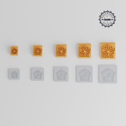 Flower Stamp Tile Set, 5 Sizes for Clay, Cookies & Fondant, Festive Day of the Dead, Mexican Bloom Motif PRODUCT_1834 3d model