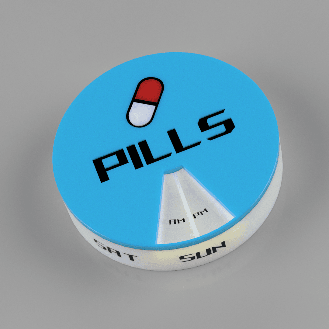 Seven-Day Magnetic Pill Organiser with Secure Locking Lid 3 Versions AM/PM 3d model