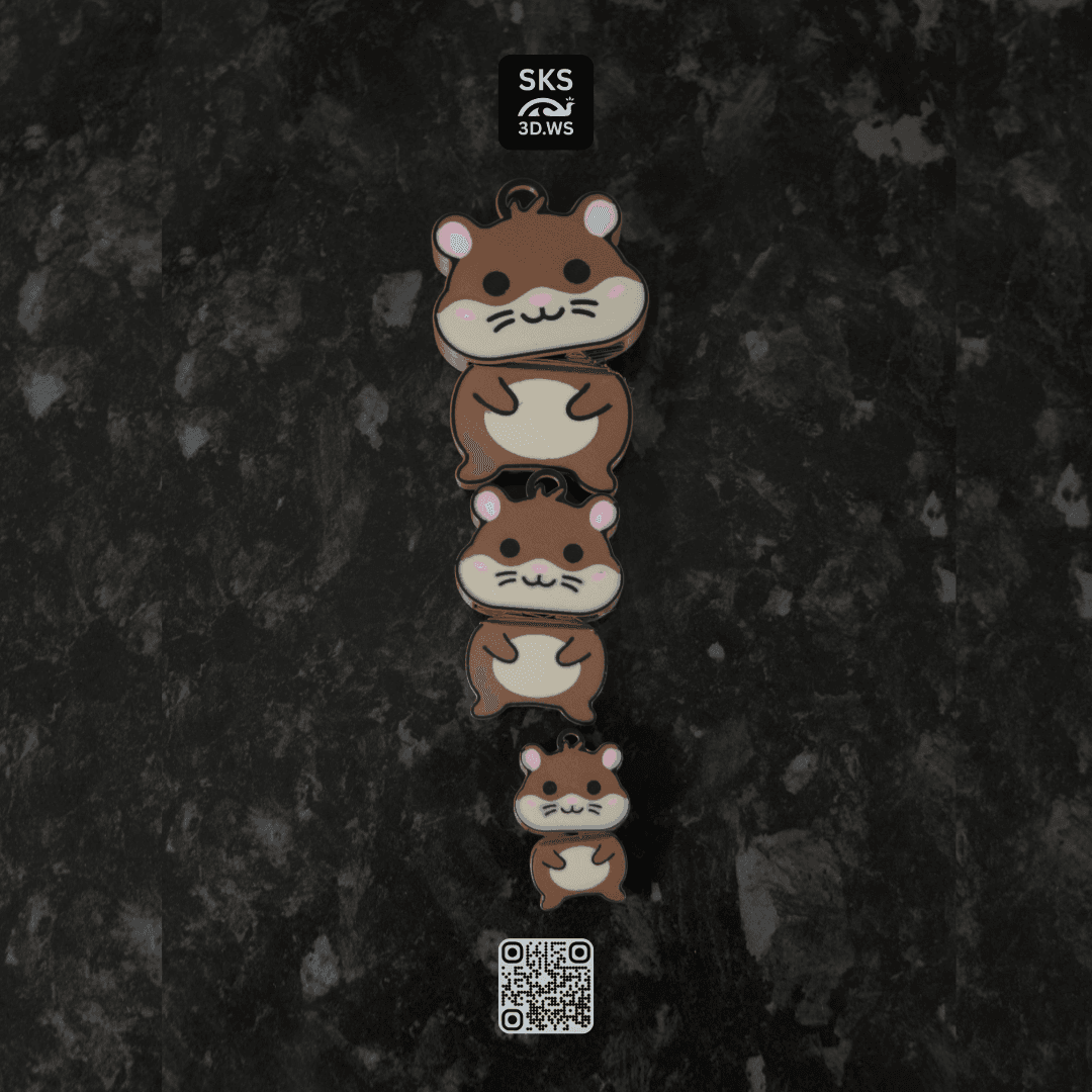 Hamster Wiggle Head Keyring 3d model