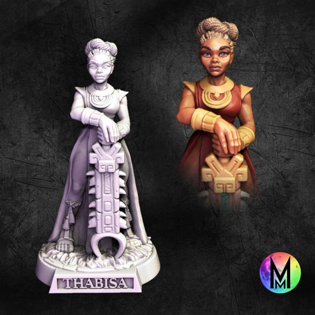 Female Fighter - Thabisa the Fighter (Female Aztec / Zulu PoC fighter with two handed sword ) 3d model