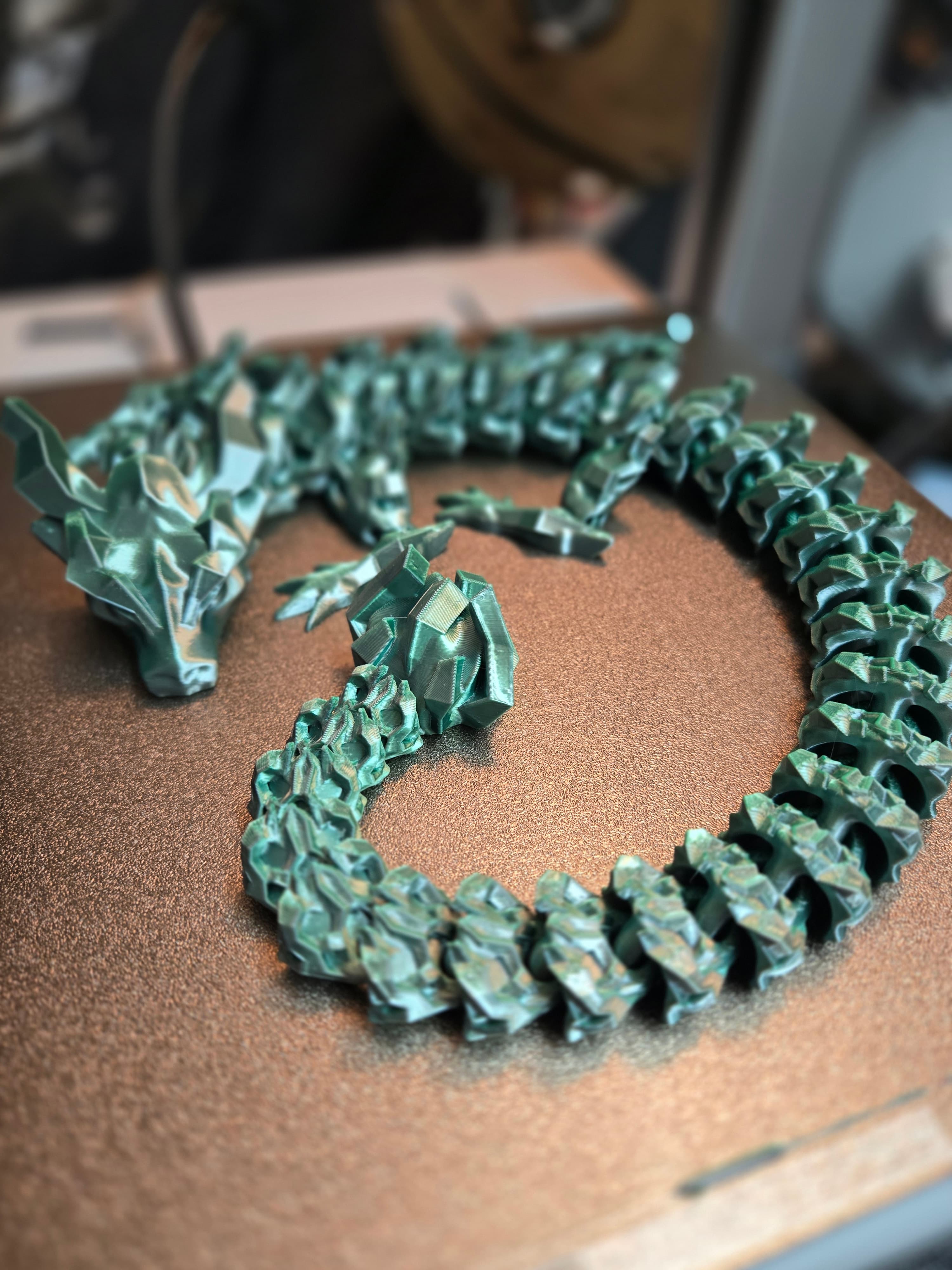 Polylite Jadeite silk green chrome made for a great choice on a pyrite dragon.