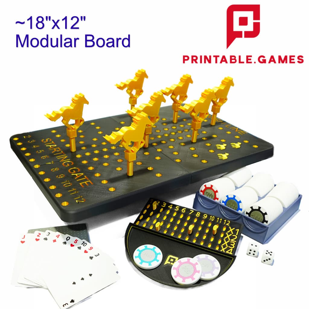 DELUXE DESKTOP HORSE RACING GAME + POKER CHIPS SET 3d model