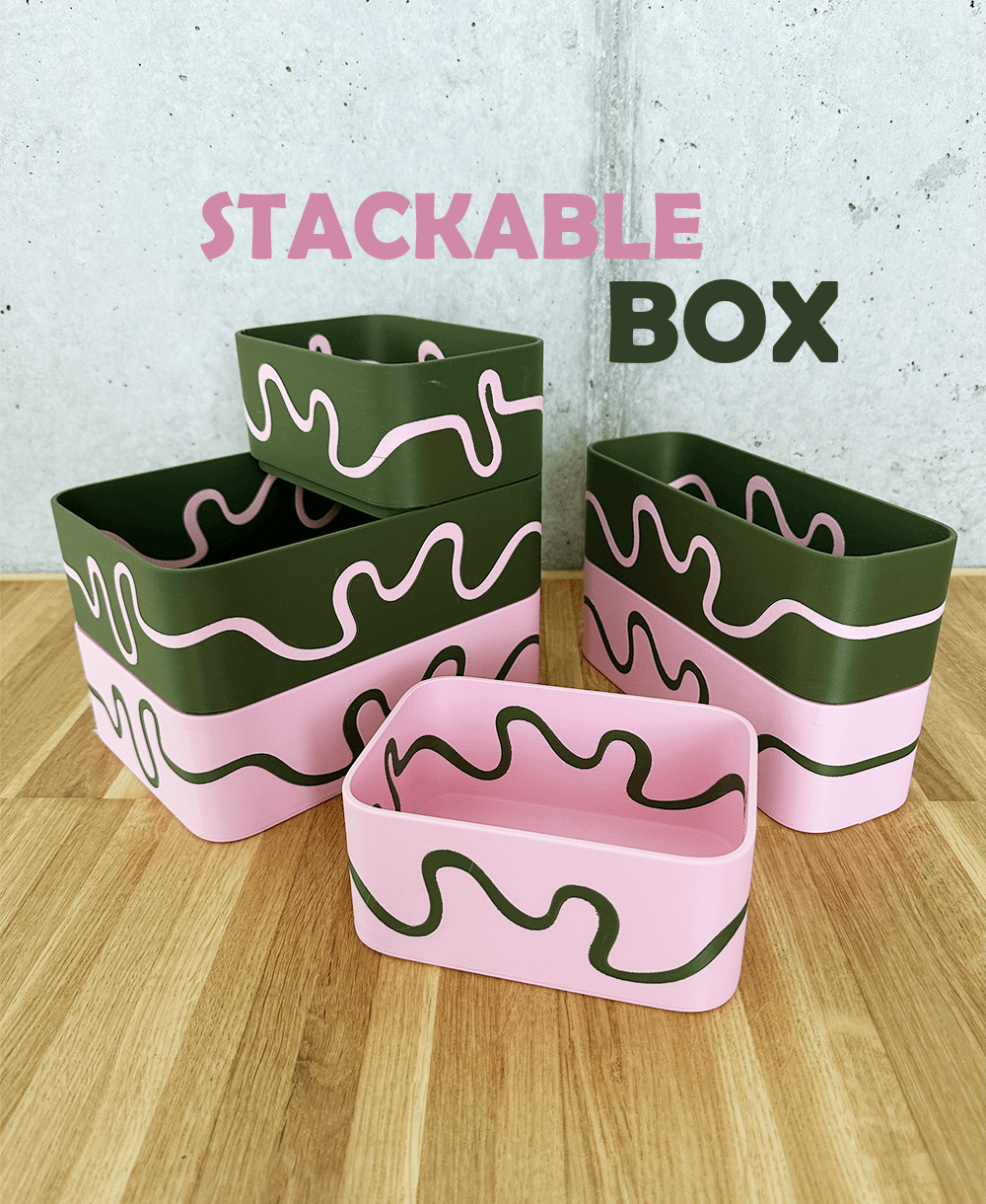 Stackable Box Set of 3 - Printed in PLA matte, two colors at the same time, all boxes in 2 prints :) have fun printing and experiment with colors yourself :) - 3d model