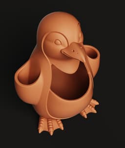Penguin Desk Organizer | SD Card & Cable Holder | Cute Office Tech Accessory 3d model