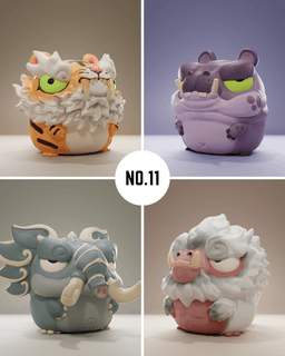 Grumpii 3D Printable Art Toy - Chubbii Series - Set 11 3d model