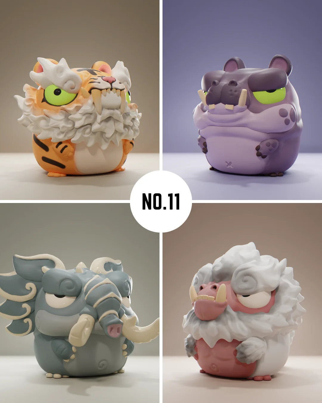 Grumpii 3D Printable Art Toy - Chubbii Series - Set 11 3d model
