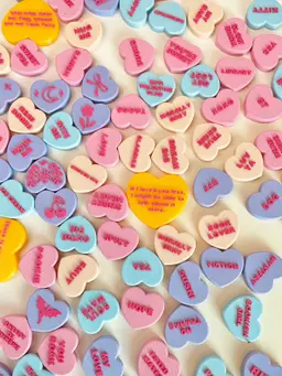 Customizable Valentines Conversation Heart Clicker Keychain Fidget Toy Bundle 3d model
