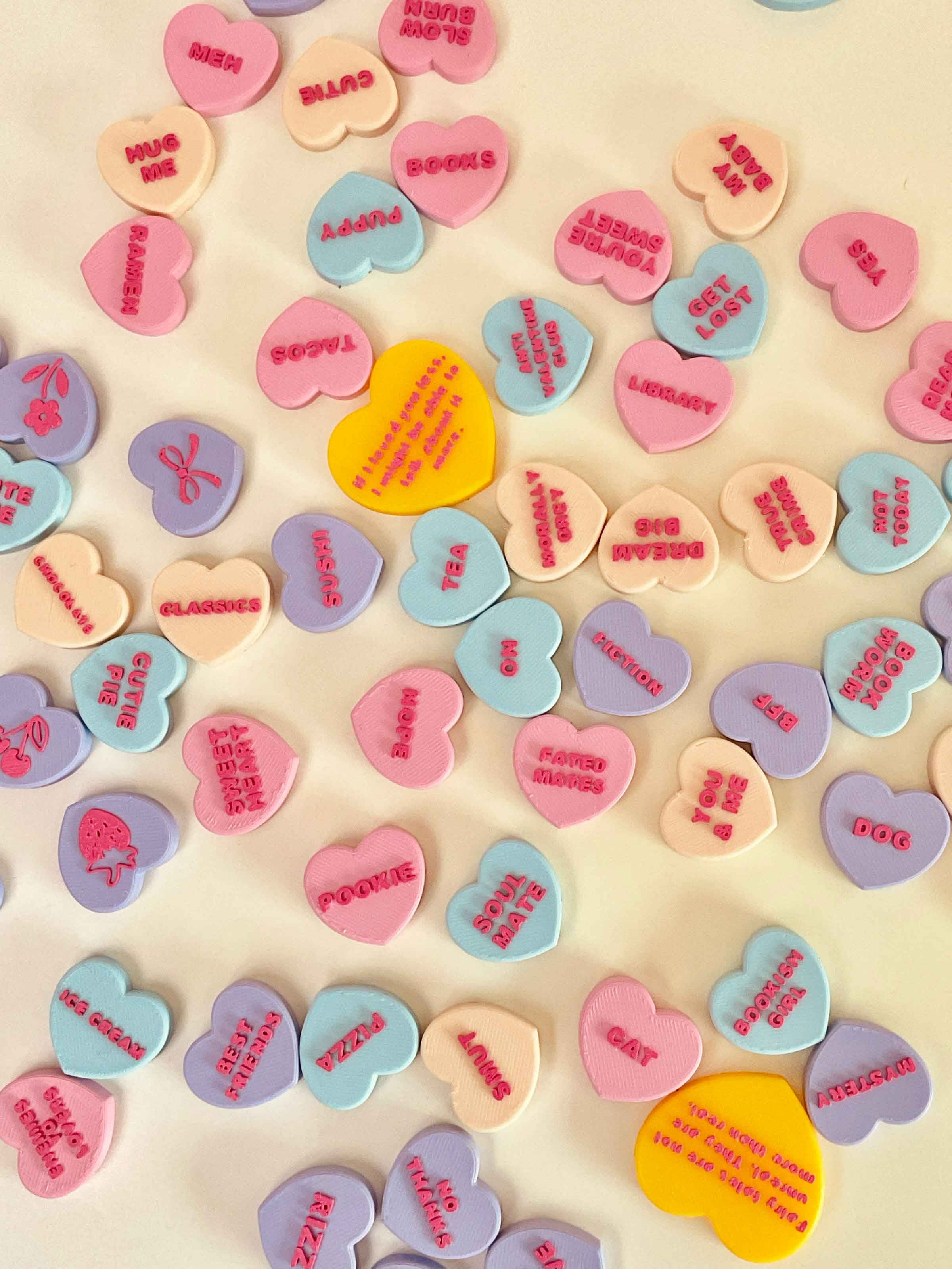 Customizable Valentines Conversation Heart Clicker Keychain Fidget Toy Bundle 3d model