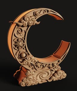Celestial Crescent Moon Shelf STL | Décor 3D Print | Functional 3d model