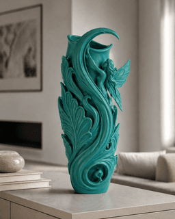 Turquoise Fairy Swirl Leaf Vase 3d model