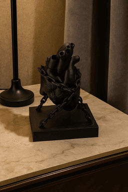 Chained Heart Sculpture — Symbolic Modern Art 3d model