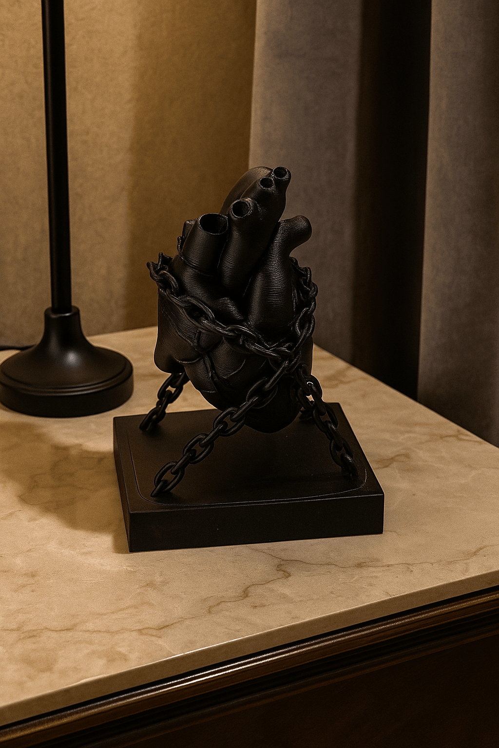 Chained Heart Sculpture — Symbolic Modern Art 3d model