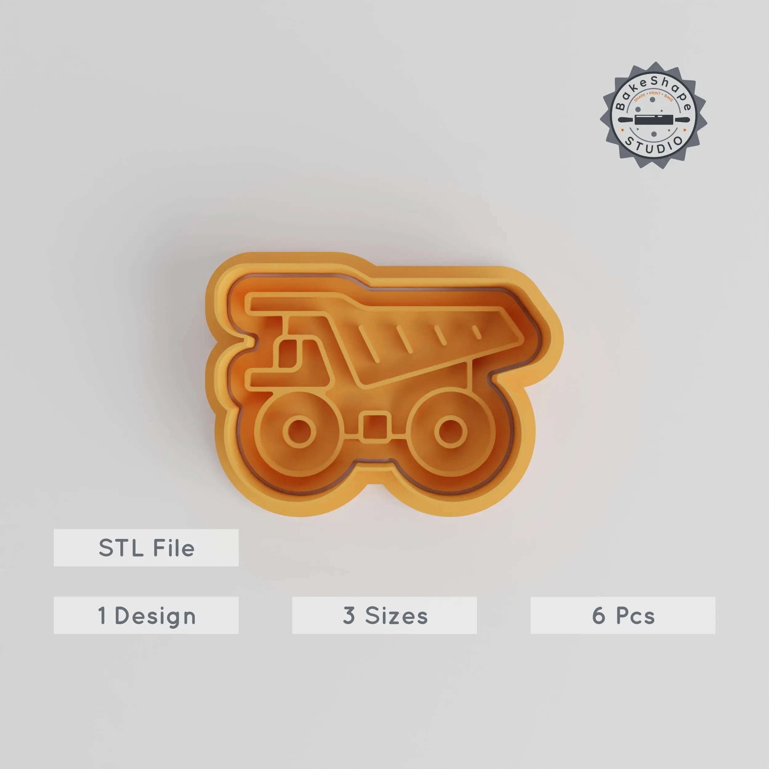 Mining Vehicle Cookie Cutter & Stamp Set, Transport Theme, Multi-Size, 6 Pieces - Perfect for Fondant and Baking PRODUCT_3242 3d model
