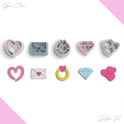 Valentine Day Polymer Clay Cutter Package, 5 Models, 2 Cutter Version, 5 Sizes Included, No: 1273 3d model