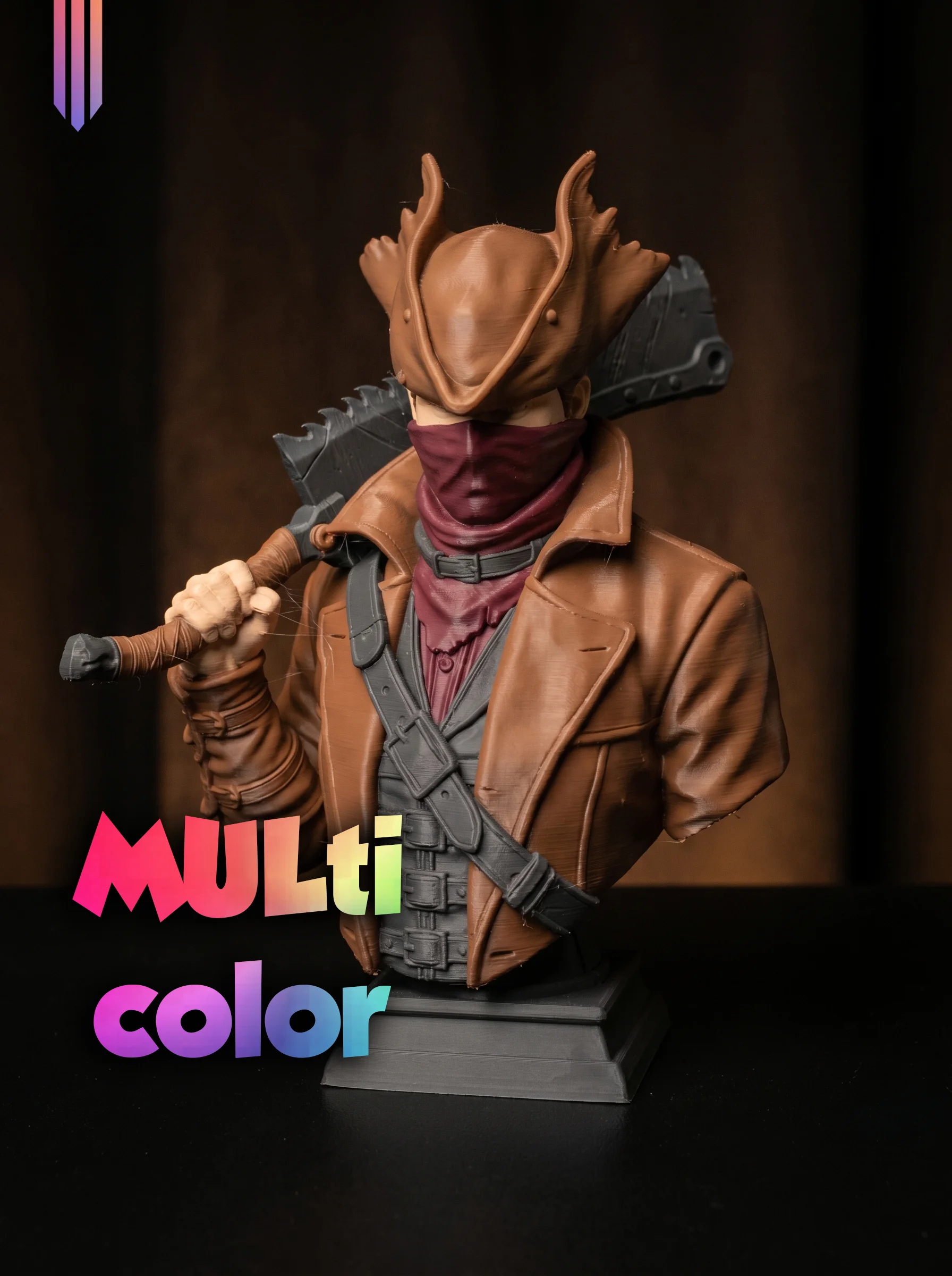 Masked Outlaw Cowboy Bust 3MF | Western Multi-Color | HighDetail 3d model