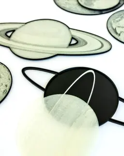 Glowing Solar System // 8 Planets + Moon Glow Filament Decals 3d model