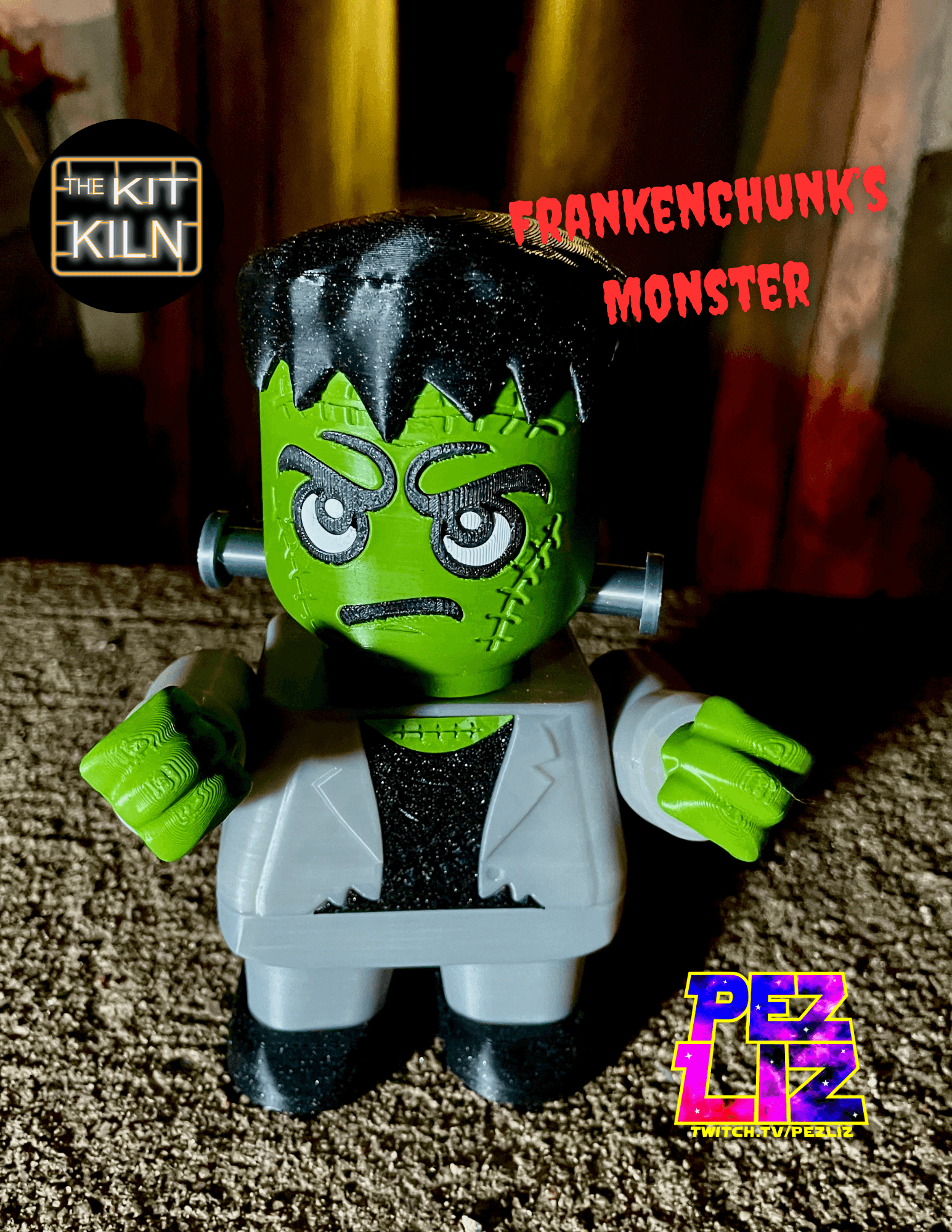 Frankenchunk's Monster - Taken in my creepy alley! Polymaker Jungle Green, Galaxy Black, Cotton White and Translucent Grey Panchroma PLA - 3d model