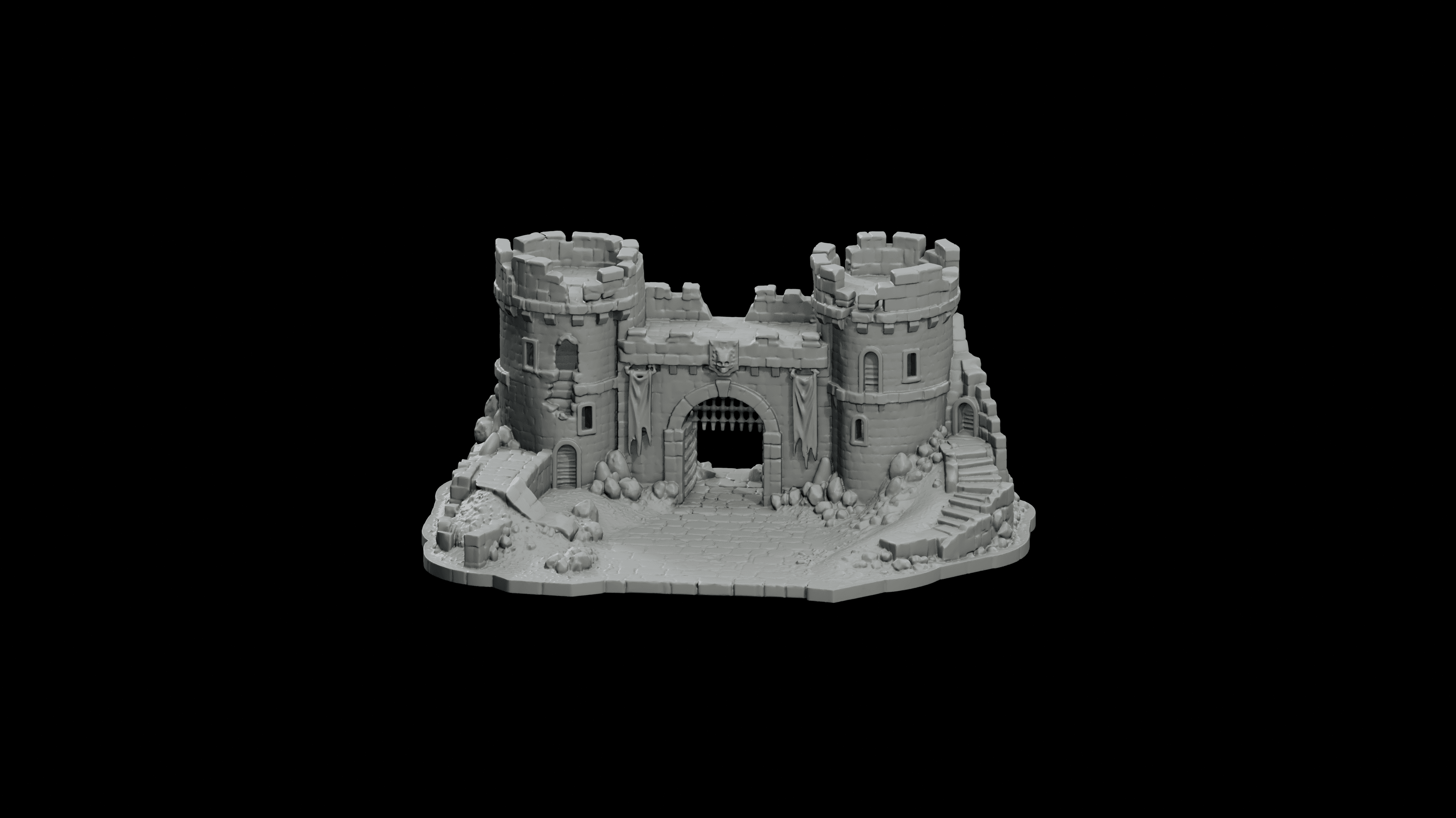 Ruined Keep Gatehouse STL - Printable D&D Tabletop Terrain 3d model
