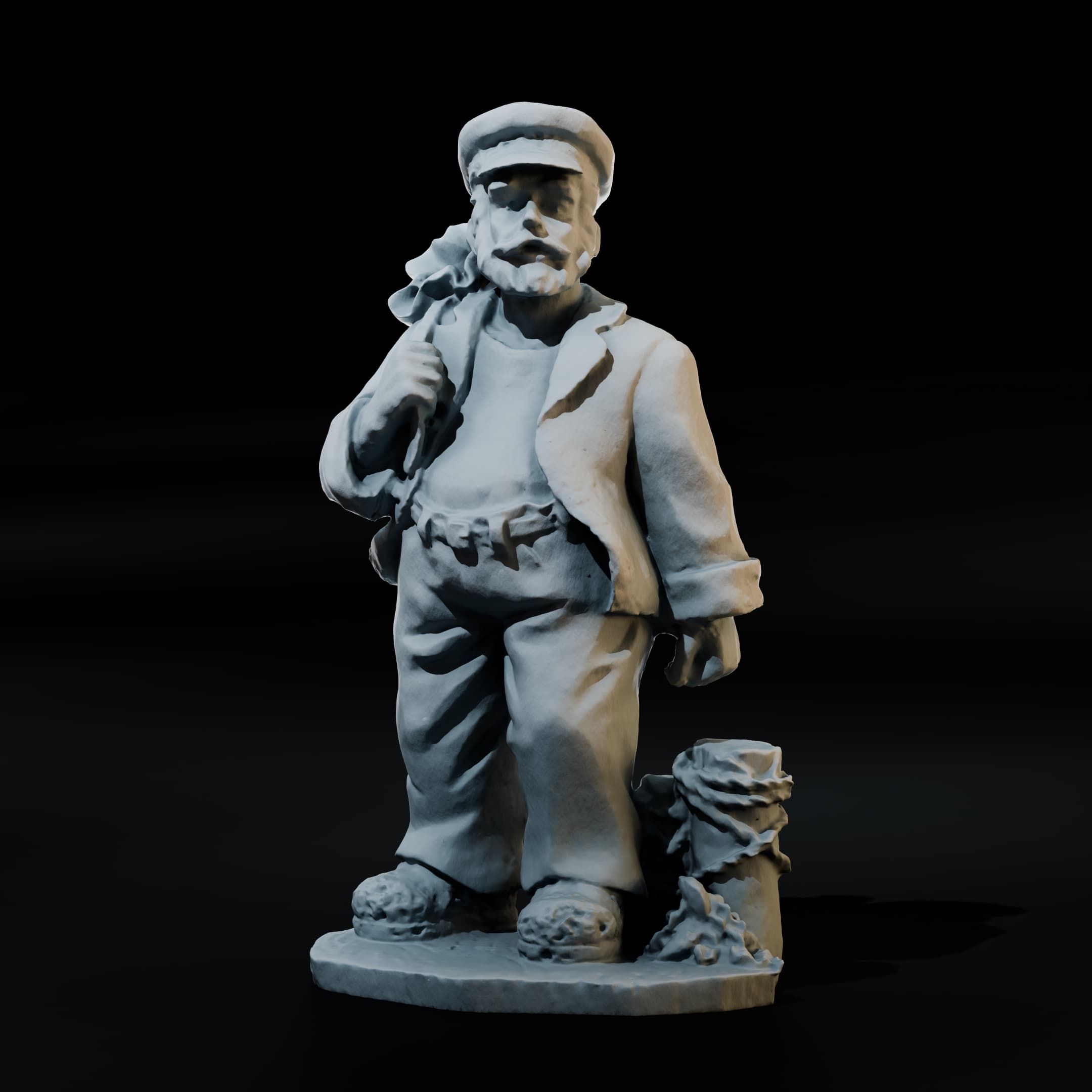 Harbor Drifter with Heavy Sack Miniature | 28mm/32mm Heroic 3d model
