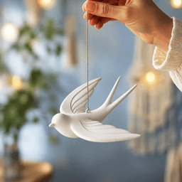 Flying Bird Ornament Decor | Minimal Hanging Swallow Accent | Spring Branch Decoration 3d model