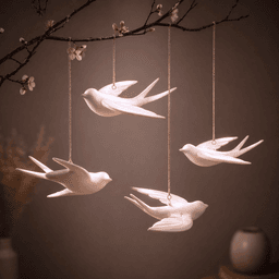 Flying Bird Ornament Decor | Minimal Hanging Swallow Accent | Spring Branch Decoration 3d model