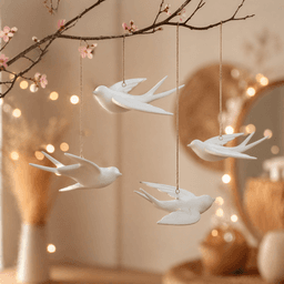 Flying Bird Ornament Decor | Minimal Hanging Swallow Accent | Spring Branch Decoration 3d model
