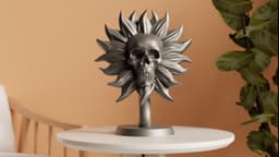 Skull Bloom Sculpture - Unique Gothic Art 3d model