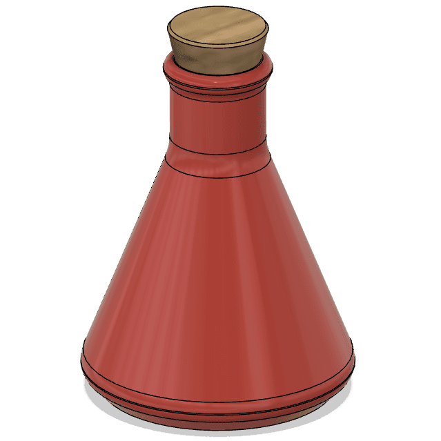 Flask Container with Threaded Cork Cap 3d model