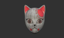 Tanjiro Kitsune Mask Realistic Remake 3d model