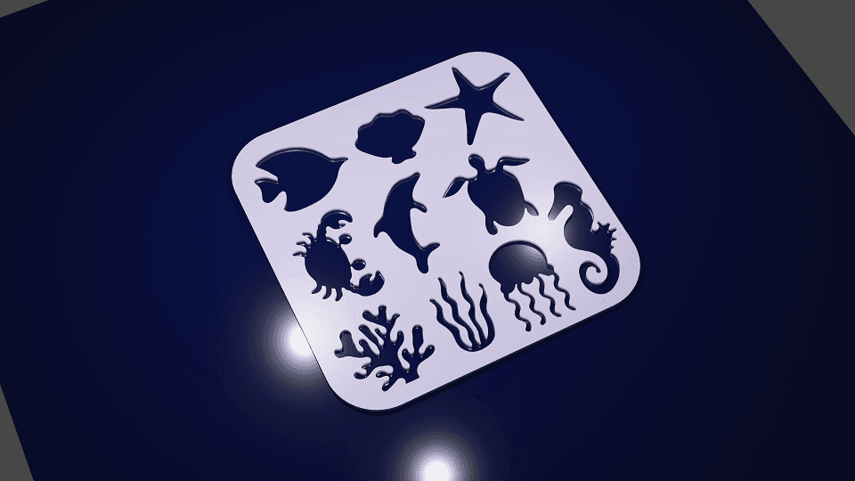 Sea Creatures Stencils - Two sizes 3d model