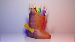 Woody Boot Pencil Holder 3d model