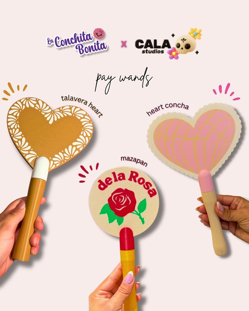 Pay Wands – Talavera Heart, Mazapán & Concha Card Reader Wands 3d model
