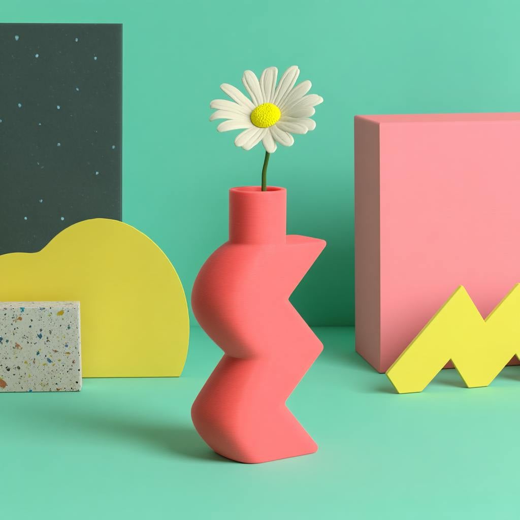 Flicker Vase – Bold Geometric Memphis Decor 3d model