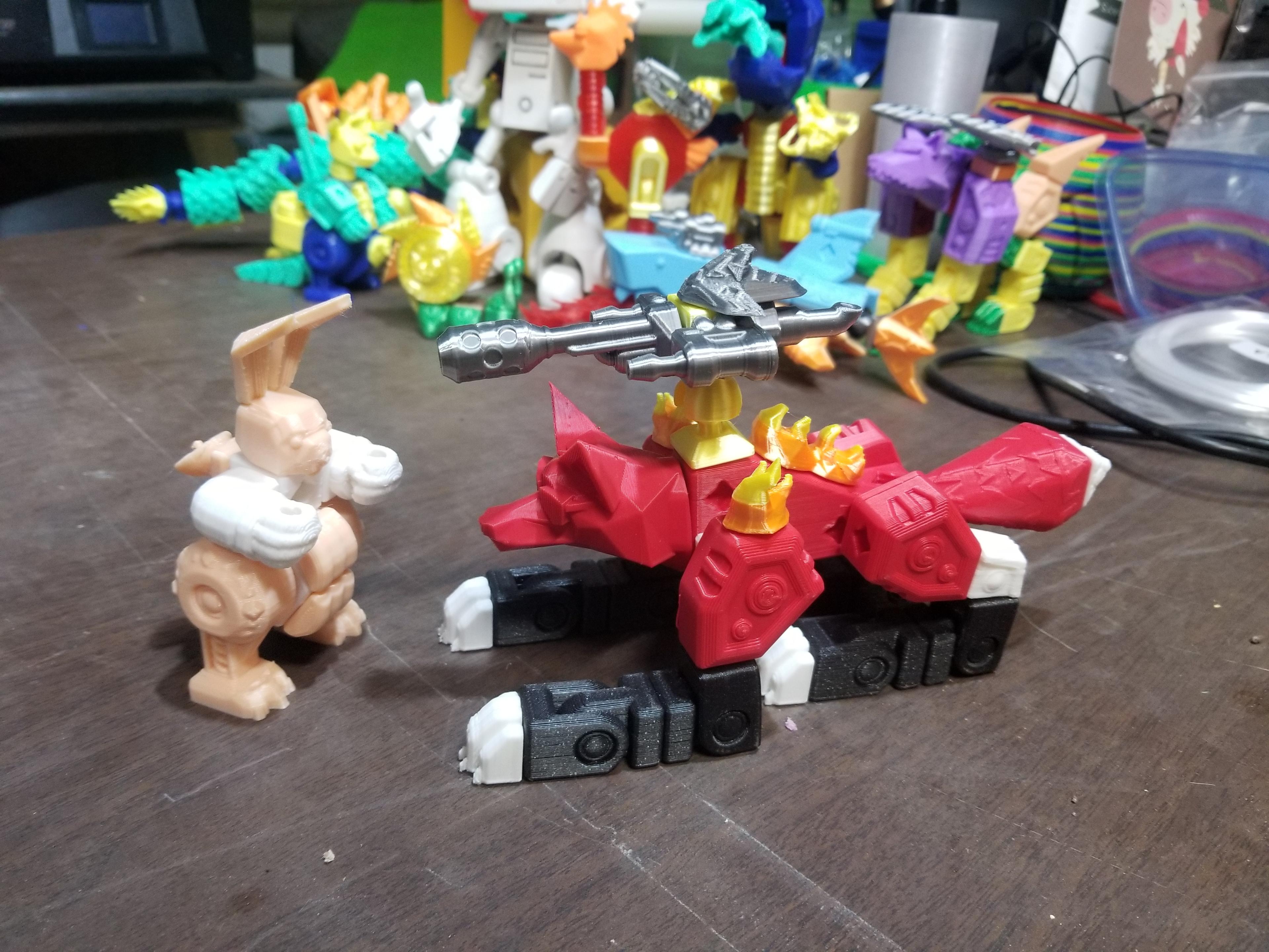 PrintABlok Fire Fox Articulated Robot Construction Toy 3d model