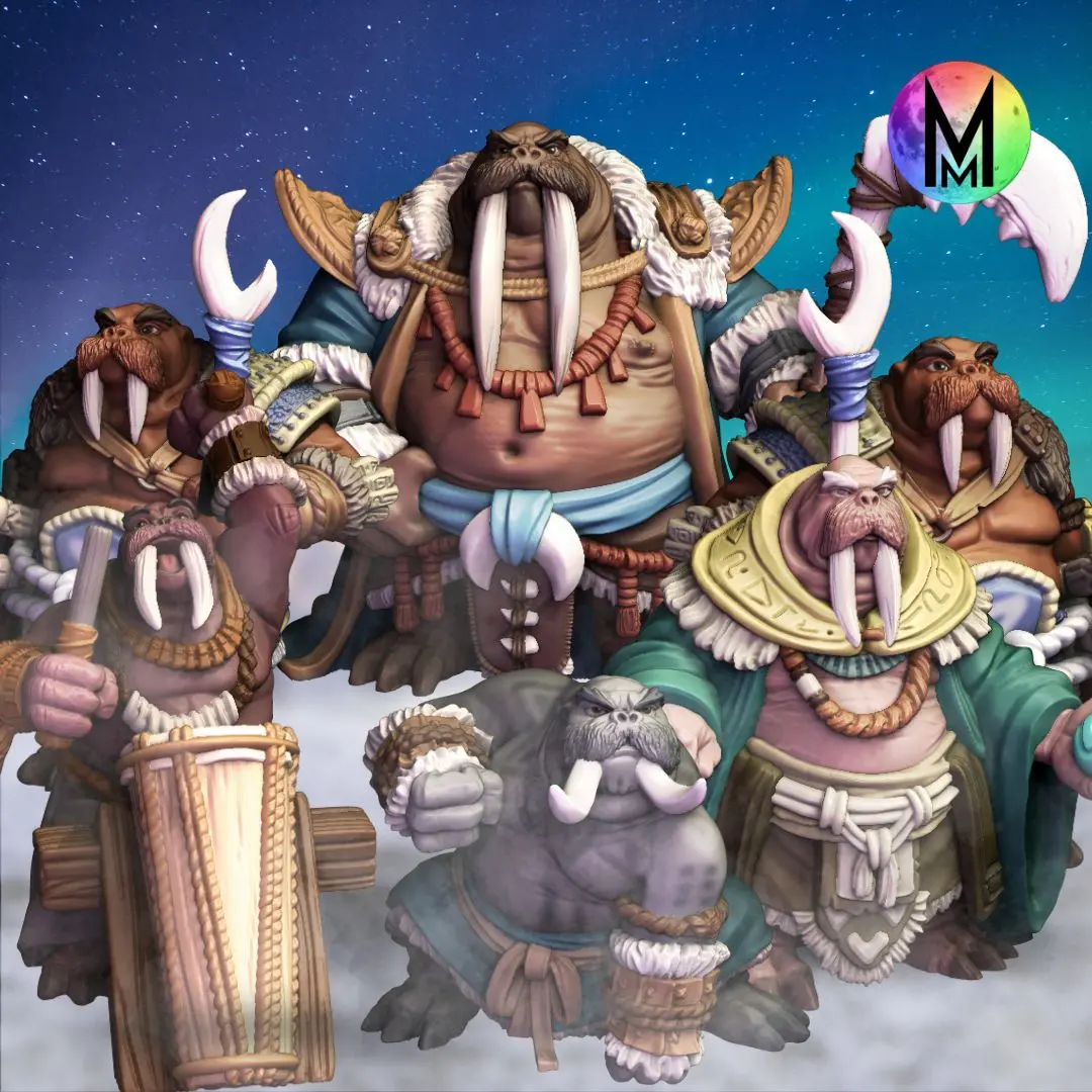 Set of 5 Morusians (Walrus people / Tuskarr / Tusken / Thanoi ) 3d model